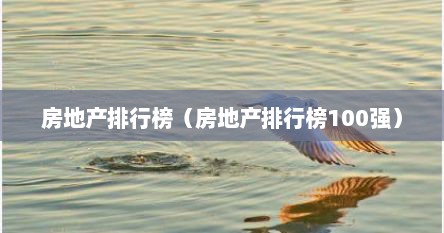 房地产排行榜（房地产排行榜100强）