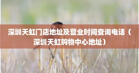 深圳天虹门店地址及营业时间查询电话（深圳天虹购物中心地址）