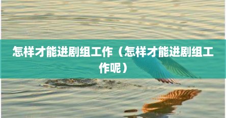 怎样才能进剧组工作（怎样才能进剧组工作呢）