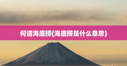 何谓海底捞(海底捞是什么意思)