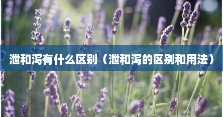 泄和泻有什么区别（泄和泻的区别和用法）