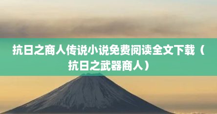 抗日之商人传说小说免费阅读全文下载（抗日之武器商人）