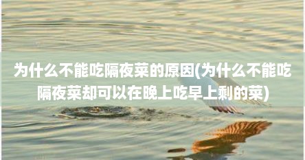 为什么不能吃隔夜菜的原因(为什么不能吃隔夜菜却可以在晚上吃早上剩的菜)