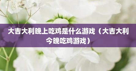 大吉大利晚上吃鸡是什么游戏（大吉大利今晚吃鸡游戏）