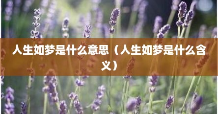 人生如梦是什么意思（人生如梦是什么含义）