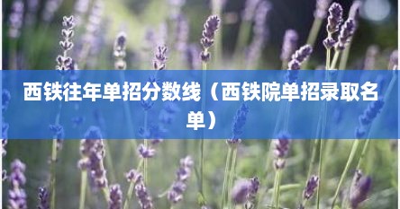 西铁往年单招分数线（西铁院单招录取名单）