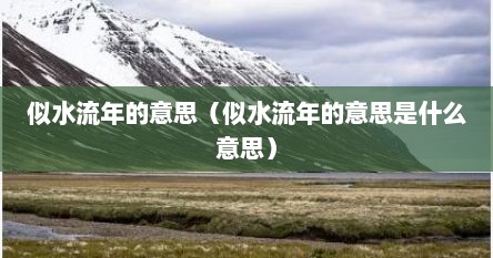似水流年的意思（似水流年的意思是什么意思）