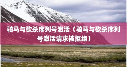 骑马与砍杀序列号激活（骑马与砍杀序列号激活请求被拒绝）