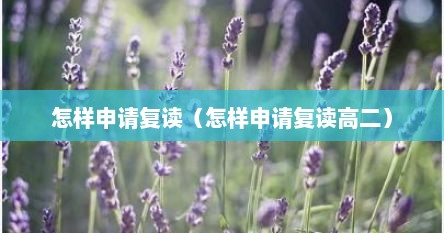 怎样申请复读（怎样申请复读高二）