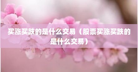 买涨买跌的是什么交易（买涨买跌是啥股票软件）