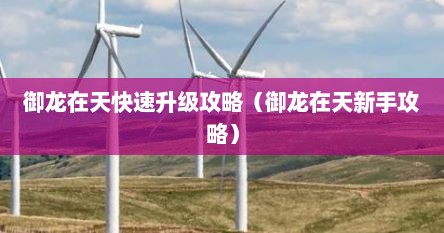 御龙在天快速升级攻略（御龙在天新手攻略）