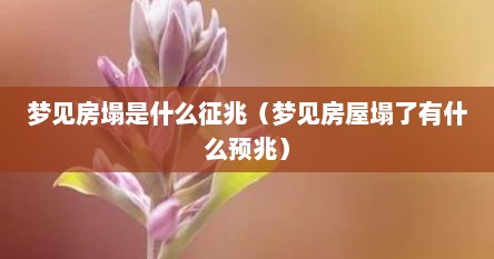 梦见房塌是什么征兆（梦见房屋塌了有什么预兆）