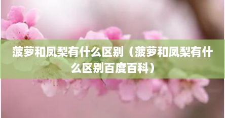 菠萝和凤梨有什么区别（菠萝和凤梨有什么区别百度百科）