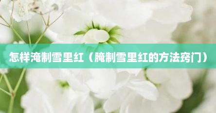 怎样淹制雪里红（腌制雪里红的方法窍门）