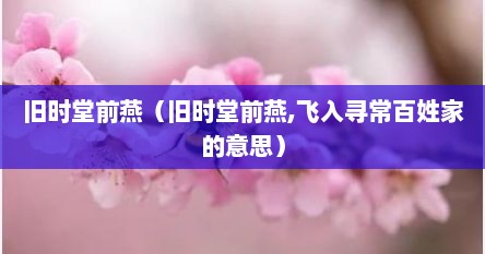 旧时堂前燕（旧时堂前燕,飞入寻常百姓家的意思）