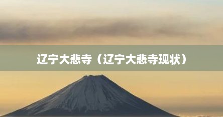 辽宁大悲寺（辽宁大悲寺现状）