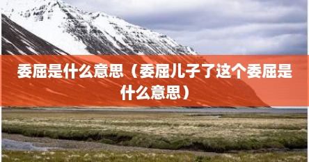 委屈是什么意思（委屈儿子了这个委屈是什么意思）