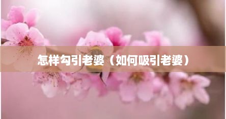 怎样勾引老婆（如何吸引老婆）