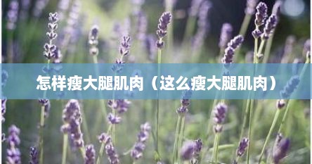 如何瘦大腿肌肉最快有效（怎么瘦肌肉大腿最快最有效）
