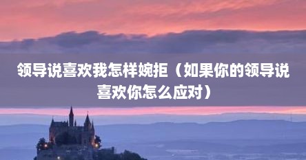 领导说喜欢我怎样婉拒（如果你的领导说喜欢你怎么应对）