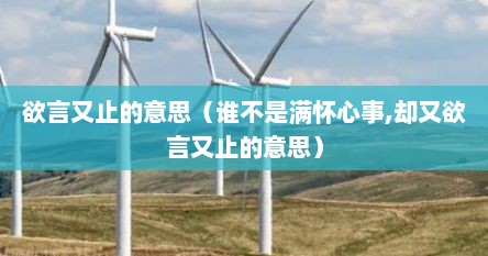 欲言又止的意思（谁不是满怀心事,却又欲言又止的意思）