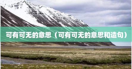 可有可无的意思（可有可无的意思和造句）