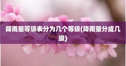 降雨量等级表分为几个等级(降雨量分成几级)