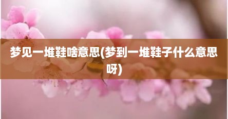 梦见一堆鞋啥意思(梦到一堆鞋子什么意思呀)