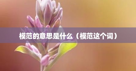模范的意思是什么（模范这个词是谁提出来的）