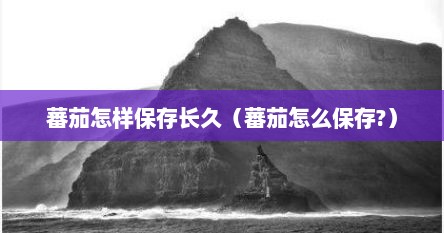 蕃茄怎样保存长久（蕃茄怎么保存?）