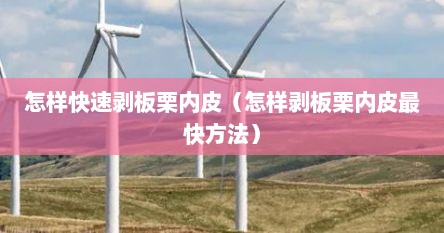 怎样快速剥板栗内皮（怎样剥板栗内皮最快方法）