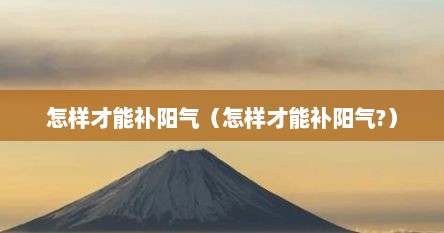 怎样才能补阳气（怎样才能补阳气?）