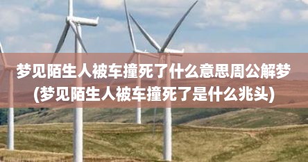 梦见陌生人被车撞死了什么意思周公解梦(梦见陌生人被车撞死了是什么兆头)