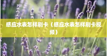 感应水表怎样刷卡（感应水表怎样刷卡视频）