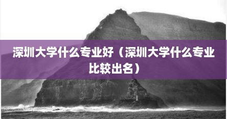 深圳大学什么专业好（深圳大学什么专业比较出名）