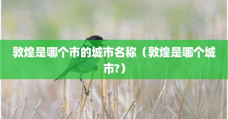 敦煌是哪个市的城市名称（敦煌是哪个城市?）