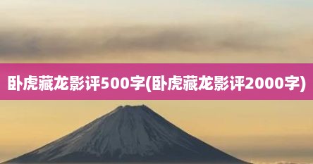 卧虎藏龙影评500字(卧虎藏龙影评2000字)