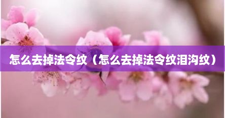 怎么去掉法令纹（怎么去掉法令纹泪沟纹）