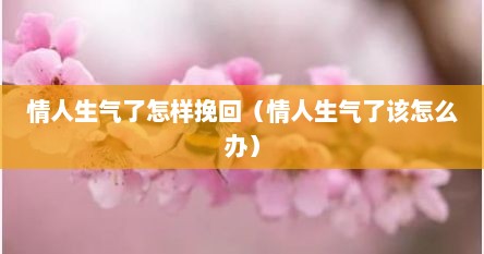 情人生气了怎样挽回（情人生气了该怎么办）