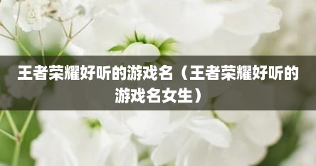 王者荣耀好听的游戏名（王者荣耀好听的游戏名女生）
