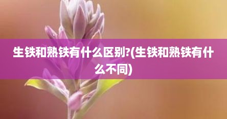 生铁和熟铁有什么区别?(生铁和熟铁有什么不同)