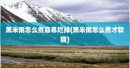 黑米粥怎么煮容易烂掉(黑米粥怎么煮才软糯)