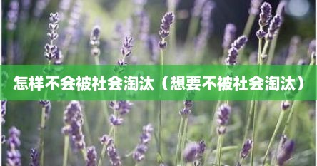怎样不会被社会淘汰（想要不被社会淘汰）