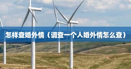 怎样查婚外情（调查一个人婚外情怎么查）