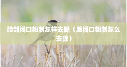 脸部闭口粉刺怎样去除（脸闭口粉刺怎么去除）