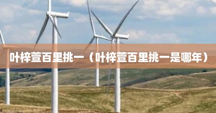 叶梓萱百里挑一（叶梓萱百里挑一是哪年）