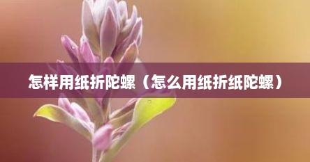 怎样用纸折陀螺(怎么用纸折纸陀螺)