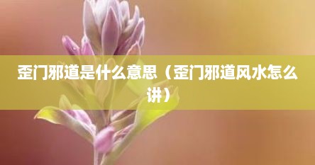 歪门邪道是什么意思（歪门邪道风水怎么讲）