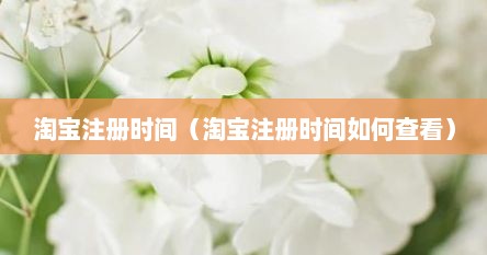 淘宝注册时间（淘宝注册时间如何查看）