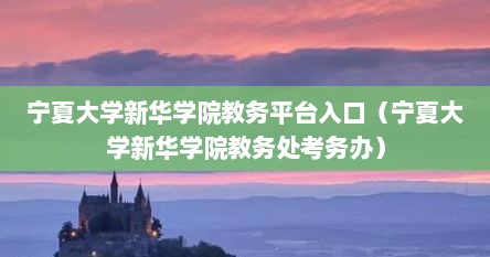 宁夏大学新华学院教务平台入口（宁夏大学新华学院教务处考务办）